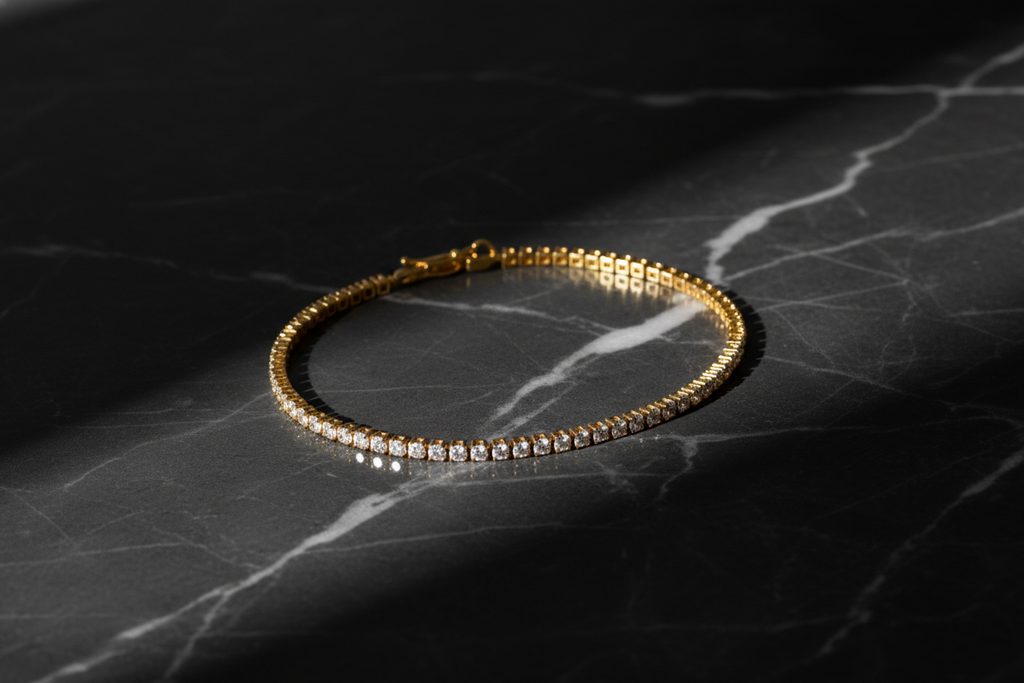 Luxury 18K Gold Tennis Bracelet with CZ Crystals