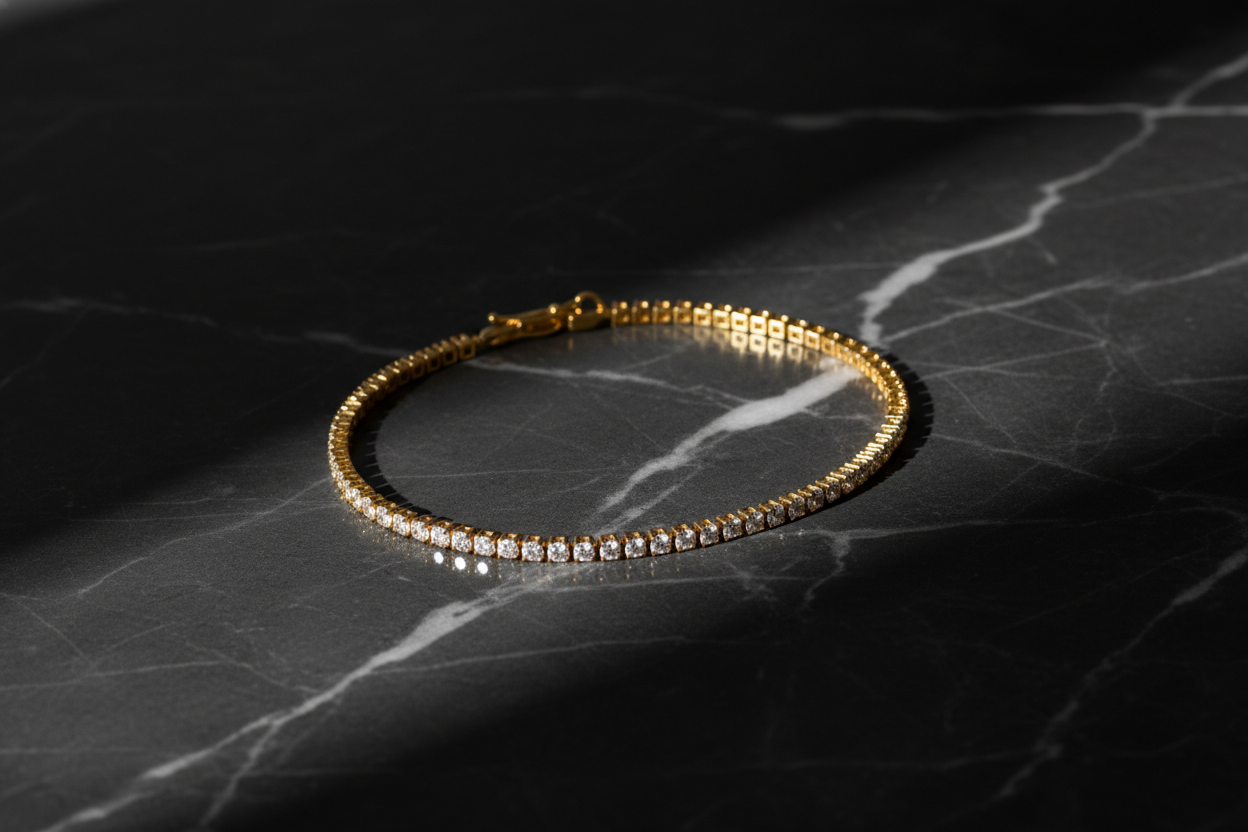 Luxury 18K Gold Tennis Bracelet with CZ Crystals