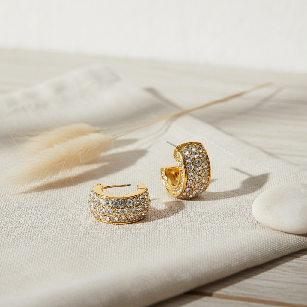 Vattentäta Chunky Hoop-örhängen i 18K Guld